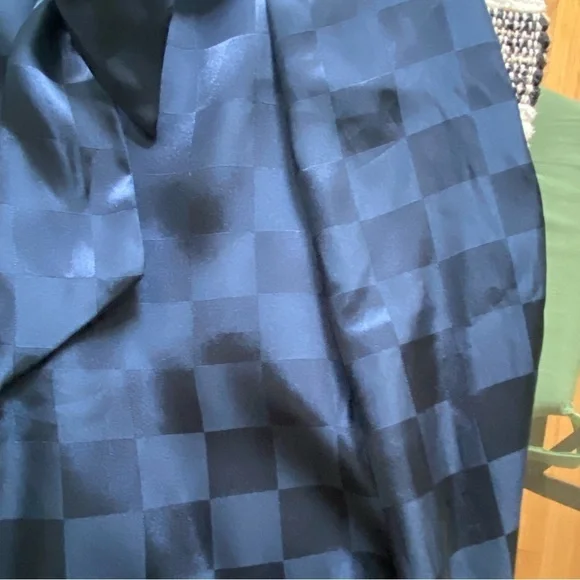 Urban Outfitters Blue Checkered Satin High Waisted Wide Leg Pants 0 - Picture 9 of 16